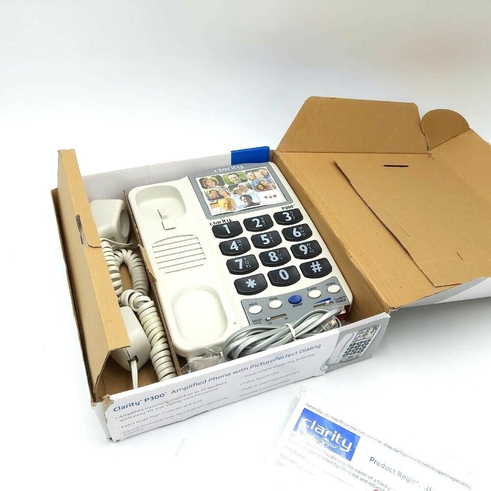 Plantronics Clarity P300 Big Buttons Amplified Volume Corded Phone with Box